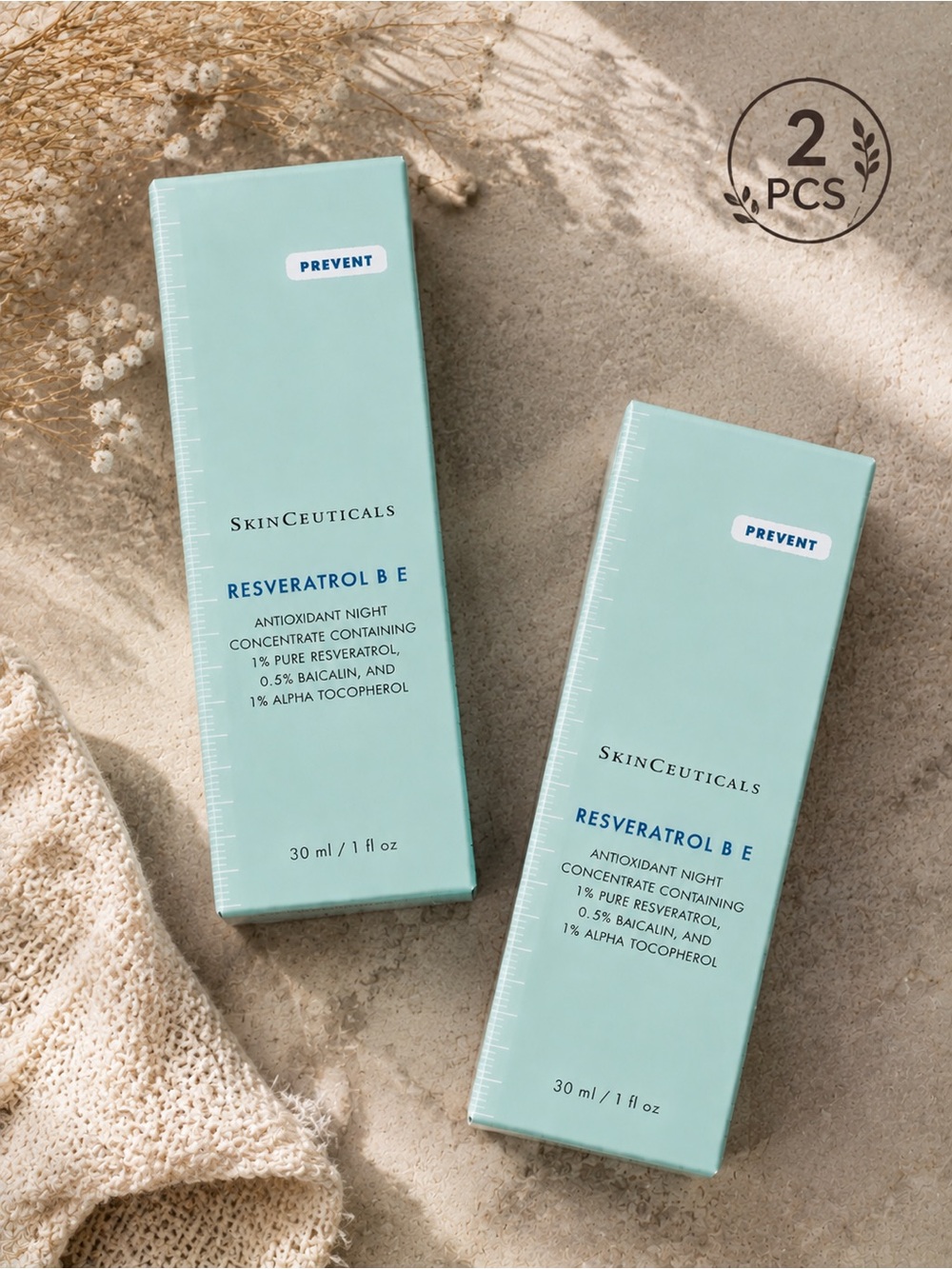 SkinCeuticals Resveratrol B E Antioxidant Night Concentrate 2 Pcs